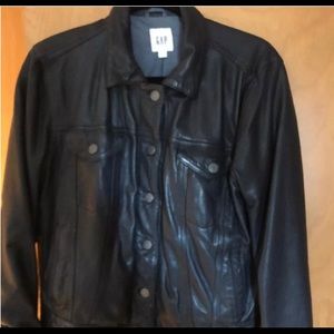 Gap Navy Lamb Leather jacket. Jean jacket style